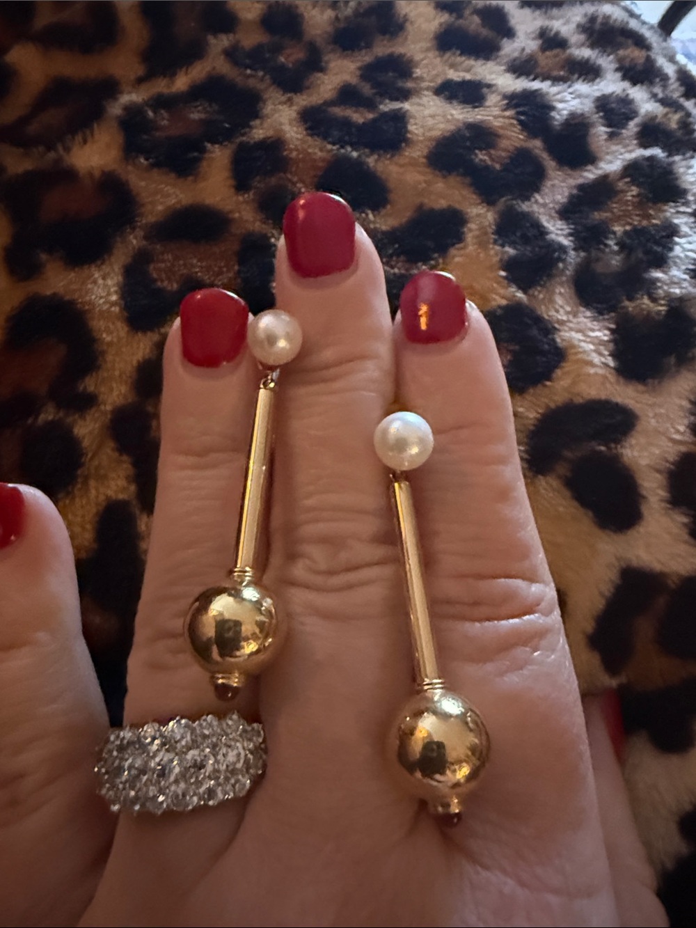 14kt Yellow Gold Drop Pearl Accent Earrings -